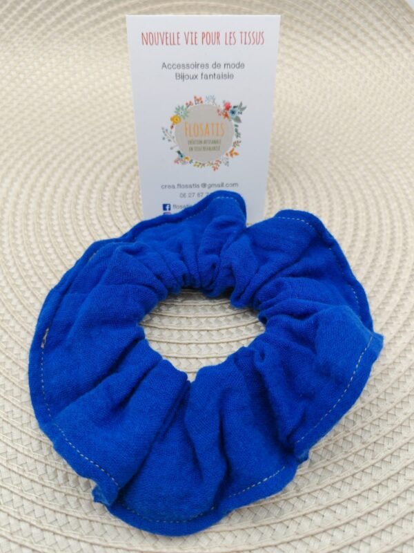 Chouchou en double gaze bleu roi