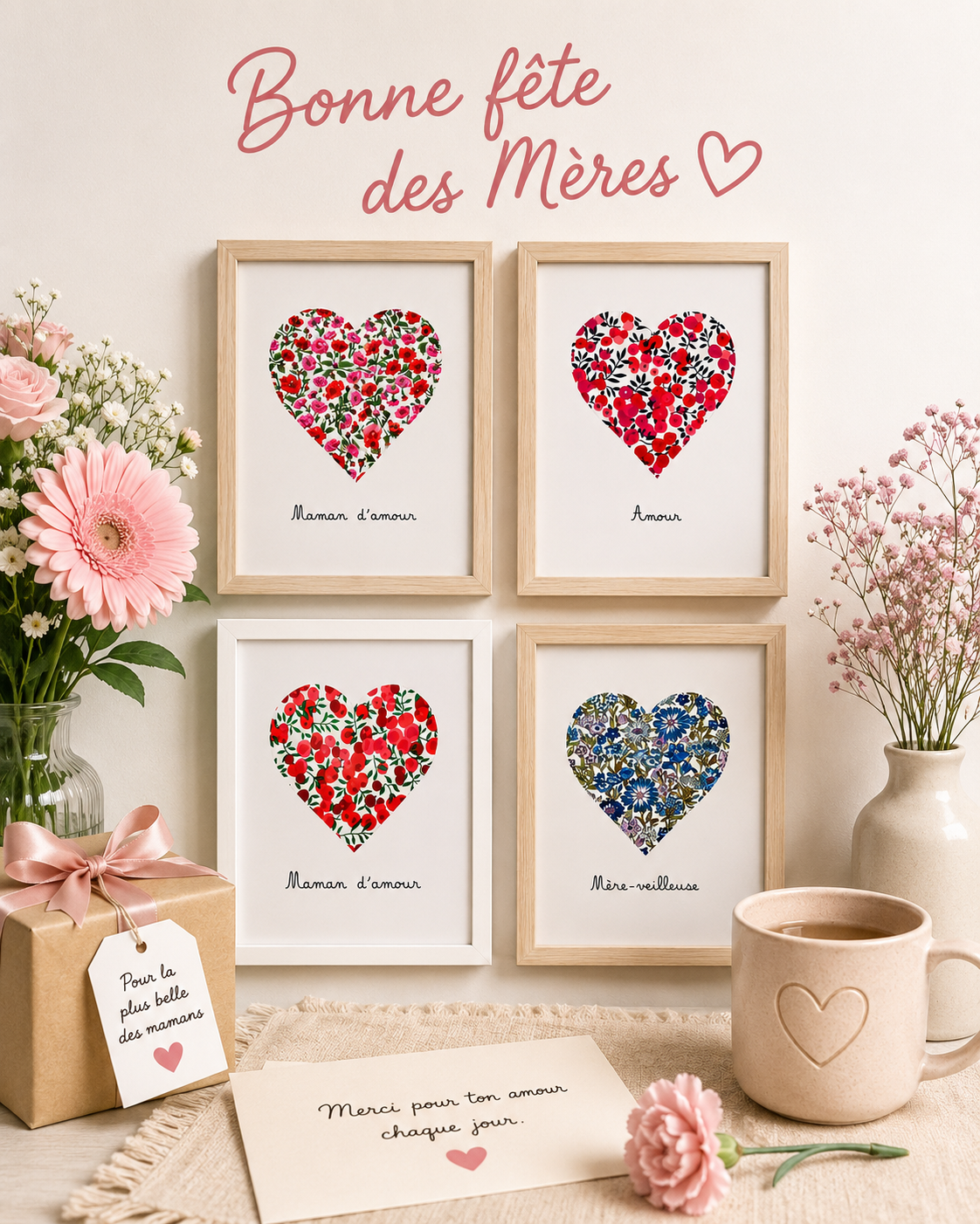 Cadre cœur - Texte personnalisable